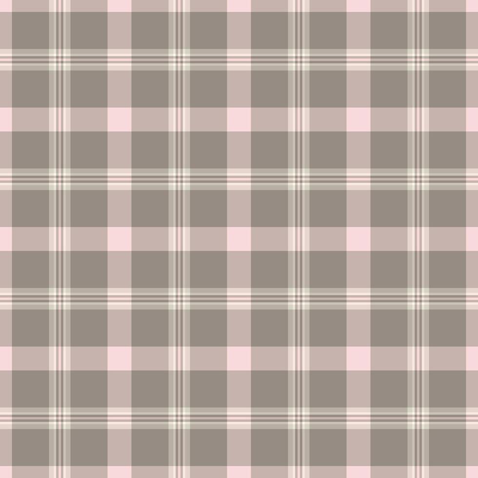 Silky check texture fabric, striped textile background tartan. Complexity plaid pattern seamless in pastel and stone grey colors. vector