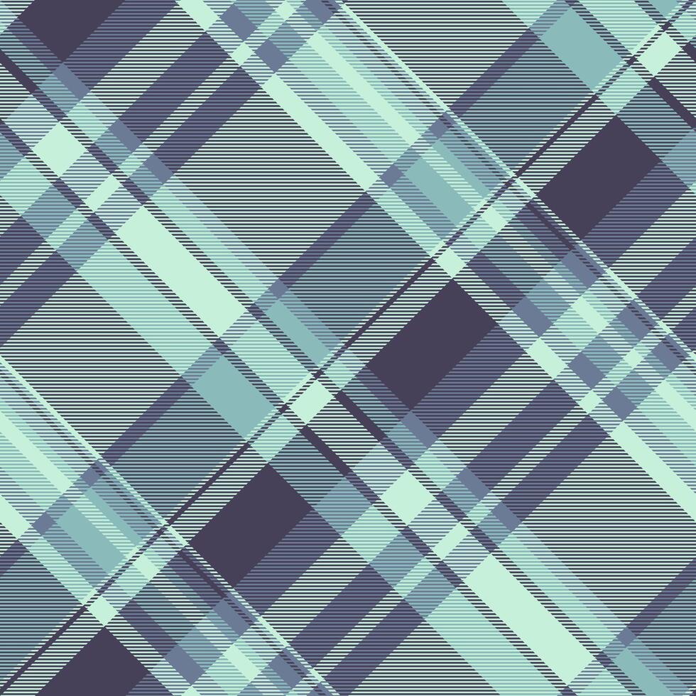 Abstract diagonal plaid pattern in soft teal and purple hues. Perfect for textile designs, website backgrounds, or stylish packaging. vector