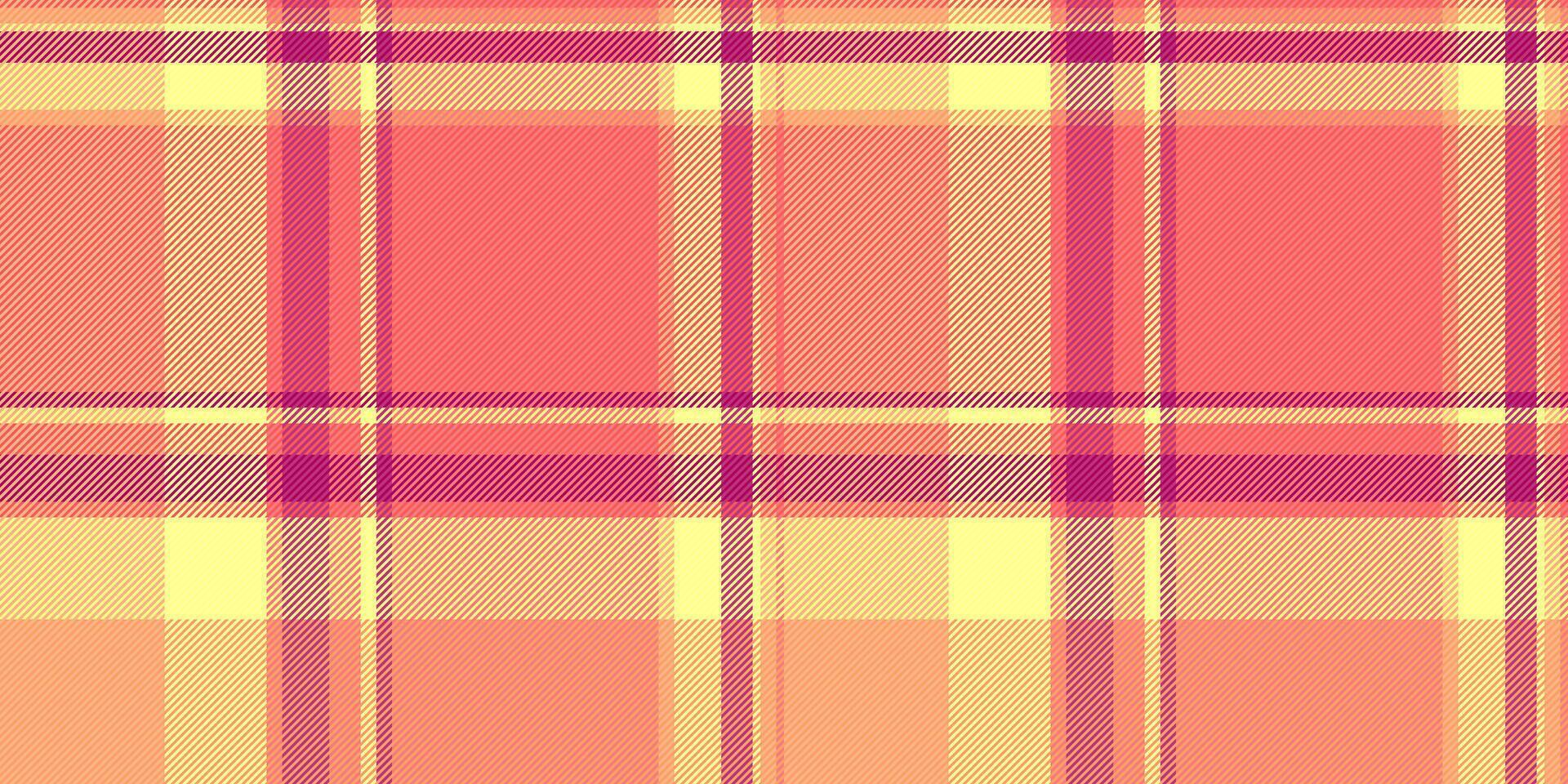 Vibrant coral and pale yellow plaid pattern. Perfect for textile design, fashion, websites, or branding projects. This seamless texture offers a fresh, modern aesthetic with a touch of warmth. vector