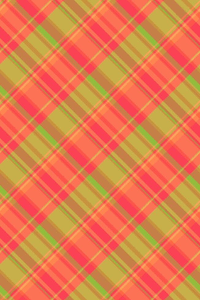 Wide tartan pattern check, feminine plaid background texture. Clan seamless fabric textile in red and orange colors. vector