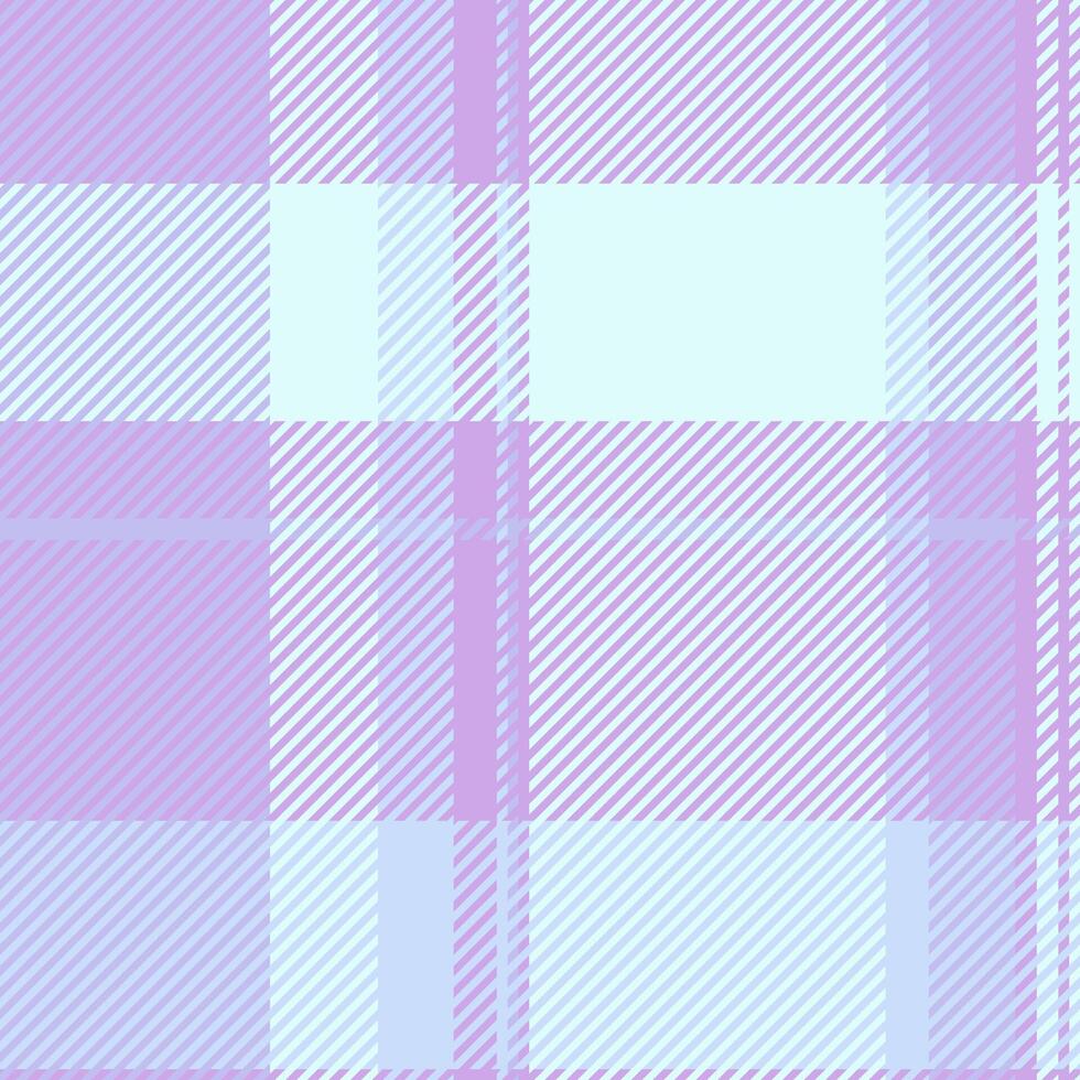 Pastel plaid pattern in soft lavender and light blue hues. A delicate, seamless texture ideal for backgrounds, textile designs, or fashion projects. Evokes feelings of serenity and femininity. vector