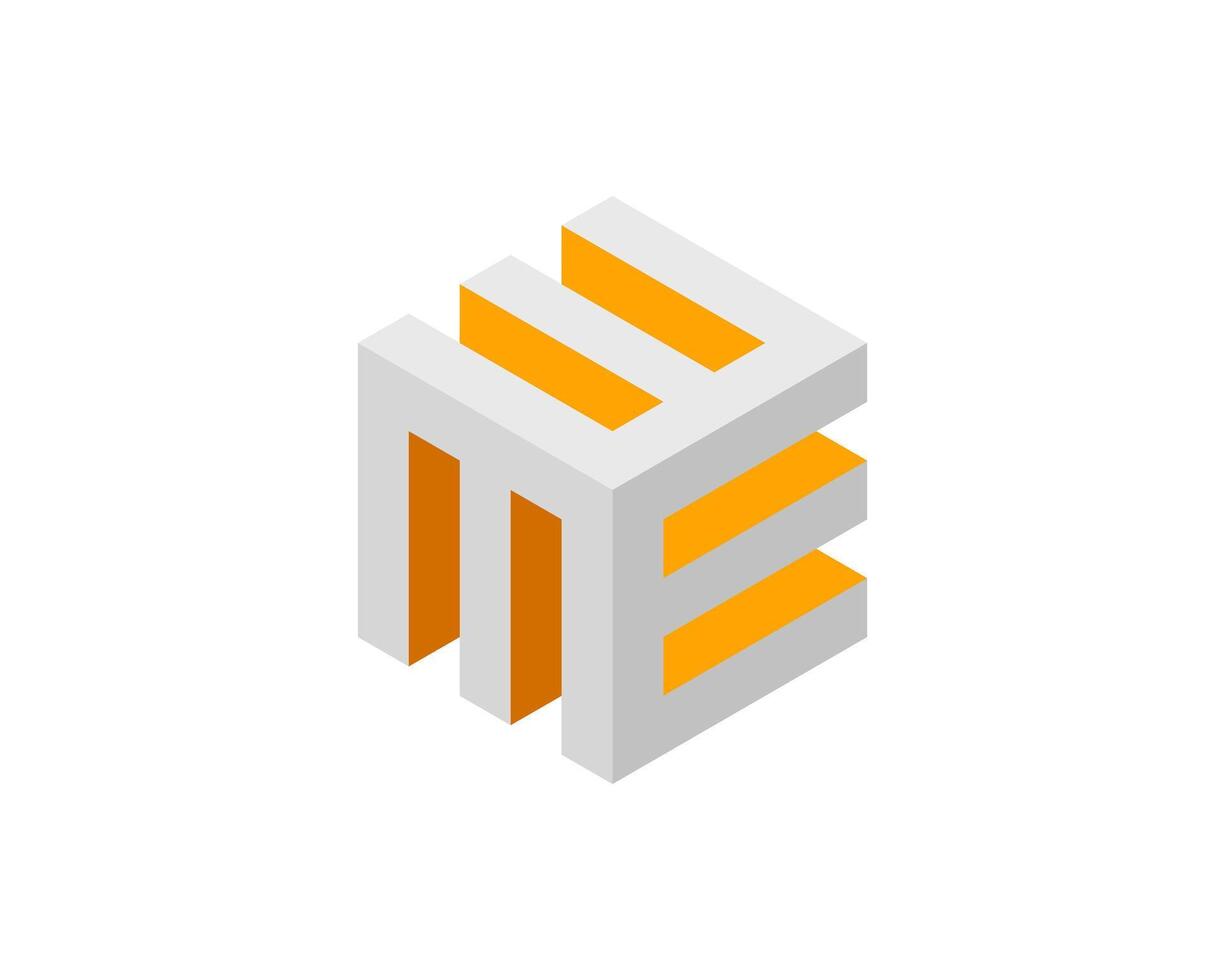 Abstract isometric cube design, featuring gray and orange accents. Perfect for modern branding, technology, architecture, or data visualization projects. vector