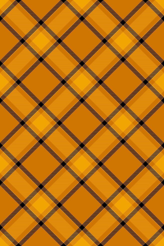 Vibrant orange and black diagonal plaid pattern. Perfect for autumnal designs, fall fashion, textile prints, and website backgrounds. vector