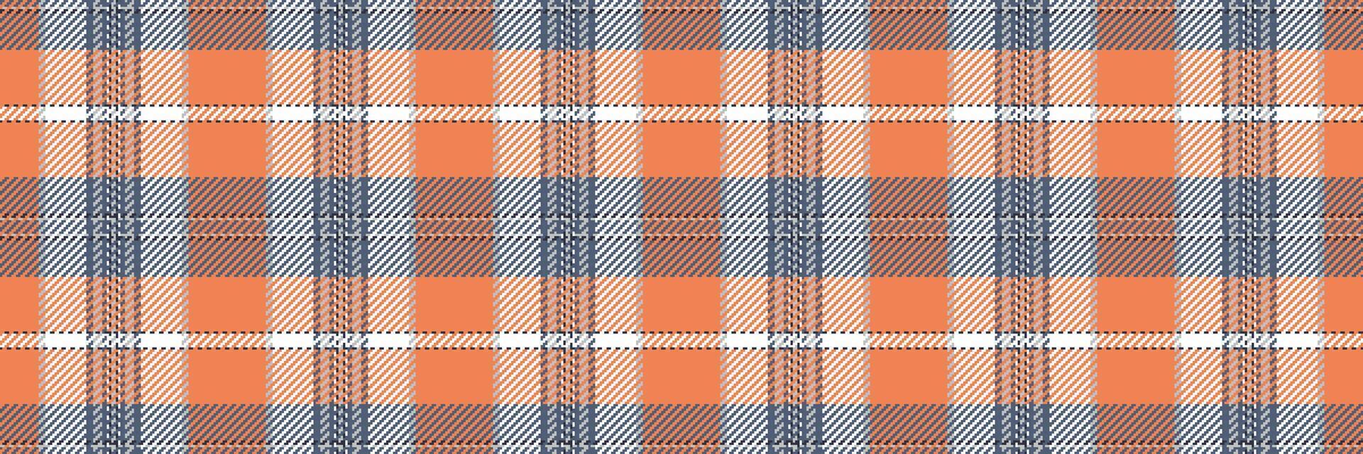 Grand texture background textile, inspiration pattern check . Horizontal seamless tartan fabric plaid in orange and blue colors. vector