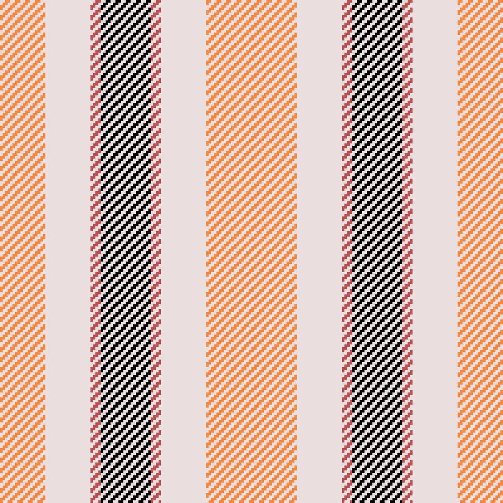 Modern vertical stripe pattern. Seamless texture in orange, black and white. Ideal for textile design, backdrops, banners, or creative projects. Versatile and visually appealing. vector