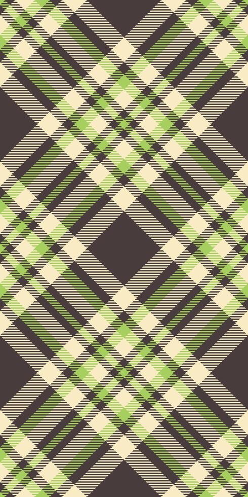 Elegant lime green and beige plaid pattern on dark brown background. Perfect for textile design, fashion, wrapping paper, or website backgrounds. vector