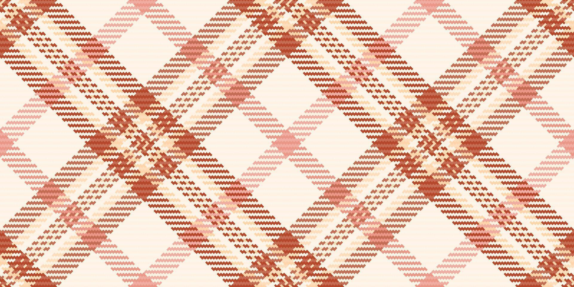 Elegant diagonal plaid pattern in soft terracotta and cream tones. Perfect for textile design, website backgrounds, or autumnal branding. vector