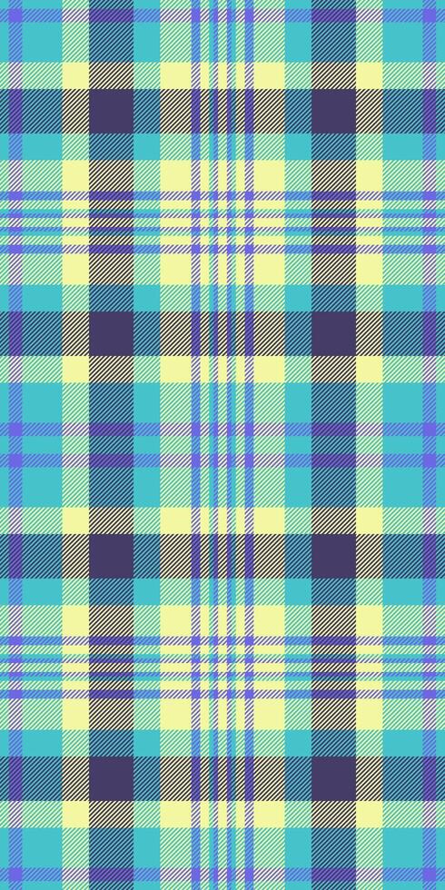 Textured seamless tartan fabric, outside pattern plaid . Size texture textile background check in indigo and cyan colors. vector
