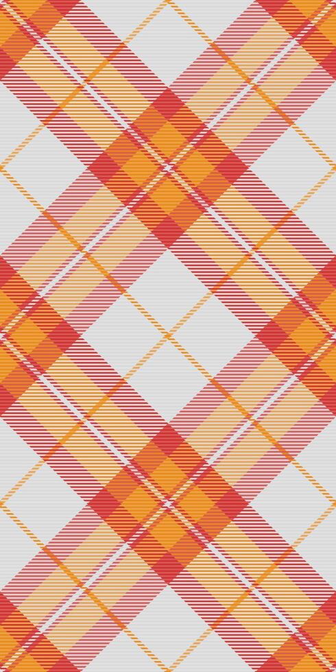 Vibrant diagonal plaid pattern in warm orange and pink hues on a soft gray background. Perfect for textile design, fashion, websites, or branding projects. vector