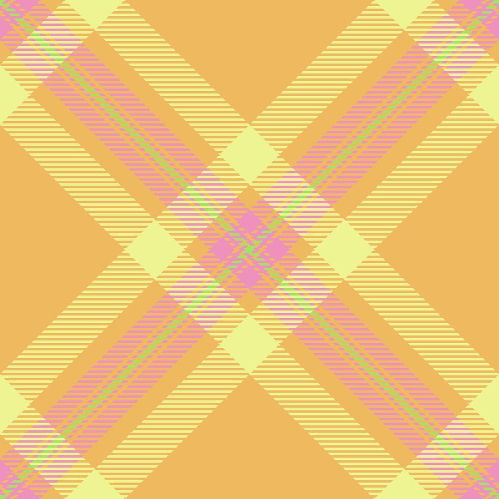 Vibrant pastel plaid pattern in peach, yellow, and pink. Perfect for textile designs, website backgrounds, or packaging. A cheerful, modern take on a classic style. vector