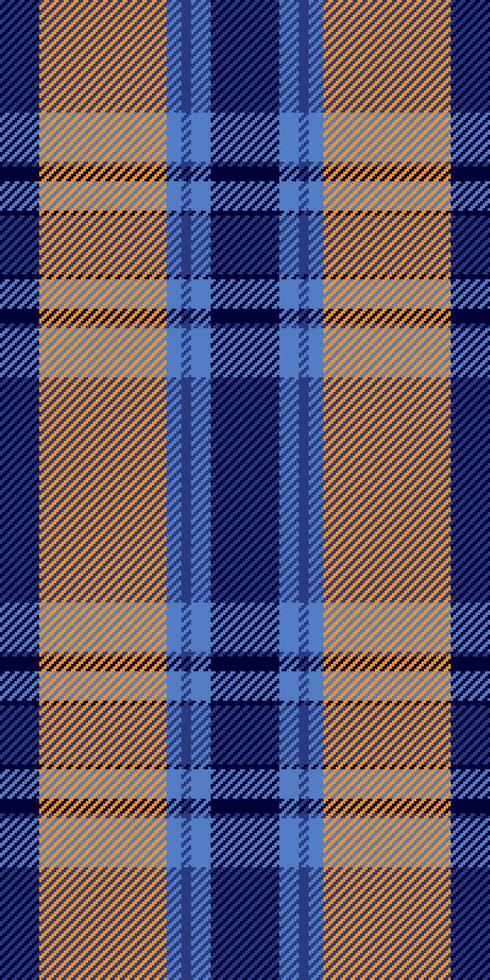 Simplicity pattern tartan check, fashionable seamless plaid background. Grunge texture textile fabric in blue and orange colors. vector