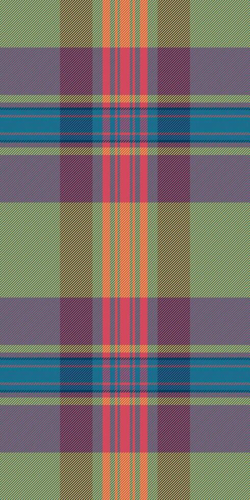 Vibrant multicolor plaid textile pattern. Ideal for fashion, home decor, or web design projects. This seamless texture offers a rich, textured visual appeal, conveying warmth and style. vector