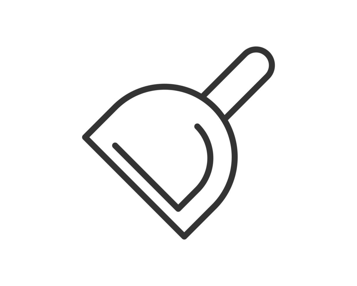 Minimalist outline icon of a dustpan, symbolizing cleanliness and organization. Suitable for cleaning services, DIY projects, household chores, and general hygiene themes. graphic. vector