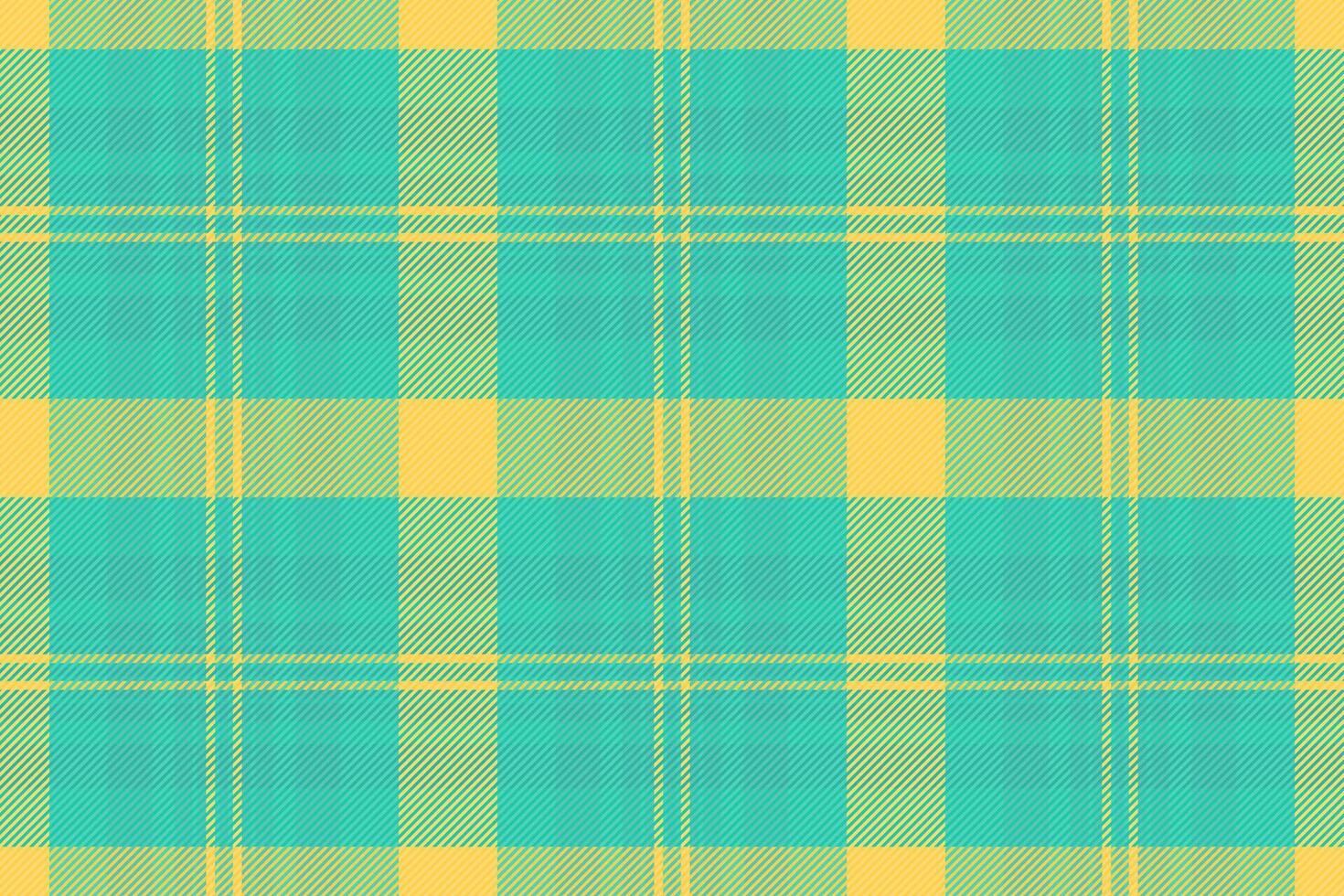 Vibrant teal and yellow plaid pattern. Perfect for textile design, website backgrounds, or fashion projects. This cheerful, seamless texture evokes feelings of summer and optimism. vector