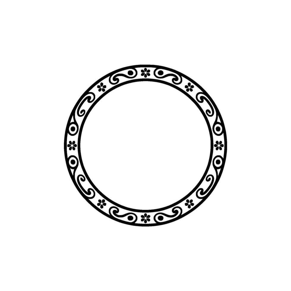 Decorative Black Circular Frame on White Background, Minimalist vector