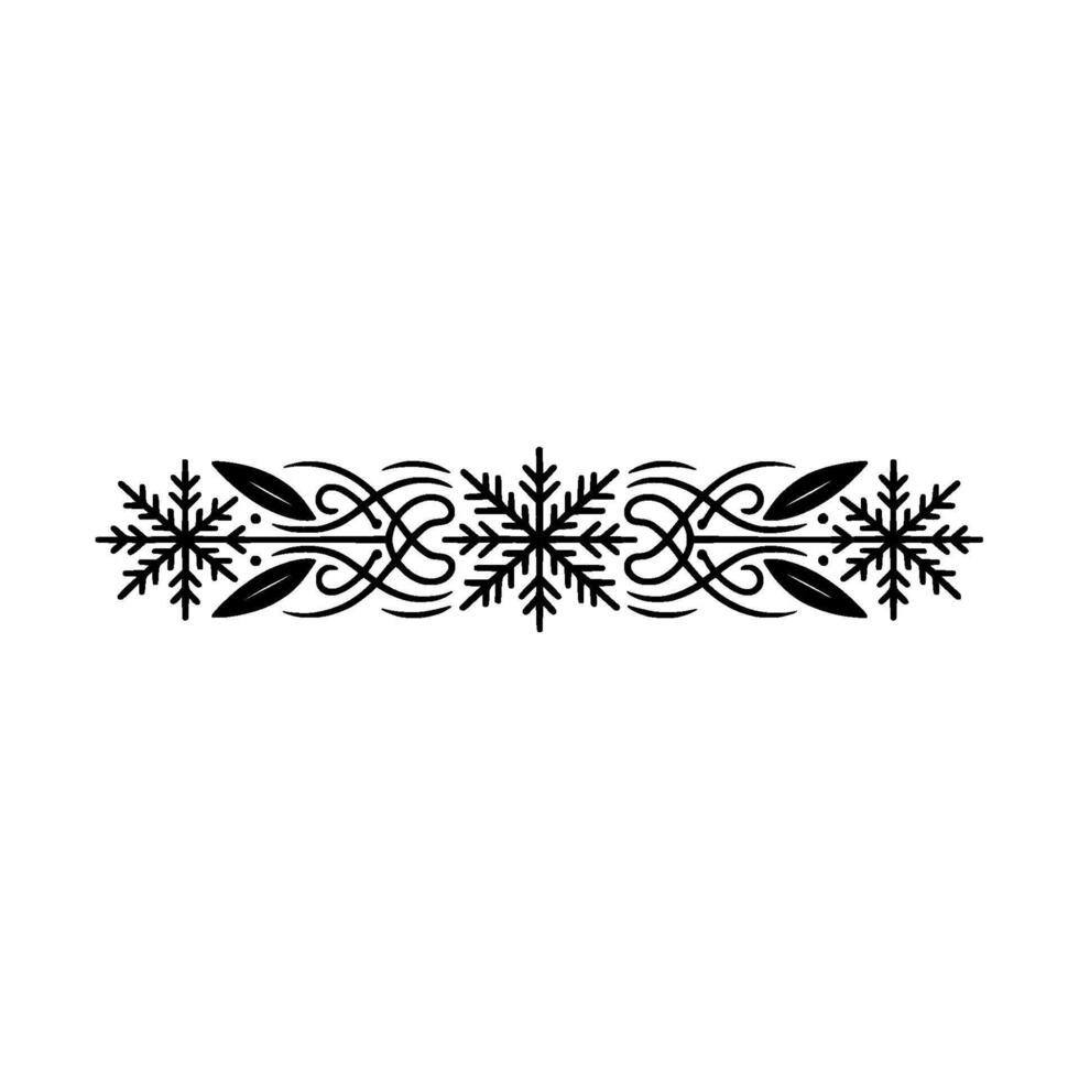 Elegant Winter Border Snowflakes Swirls on White vector