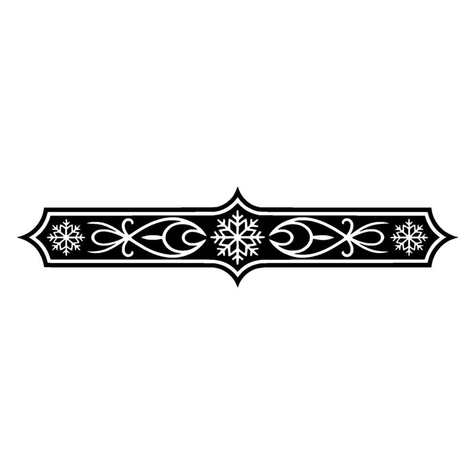 Decorative Winter Snowflakes Swirls Border, Minimalist Black White vector