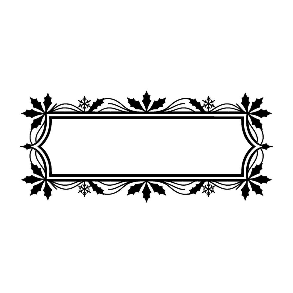 Elegant Christmas Frame Holly Snowflake on White vector