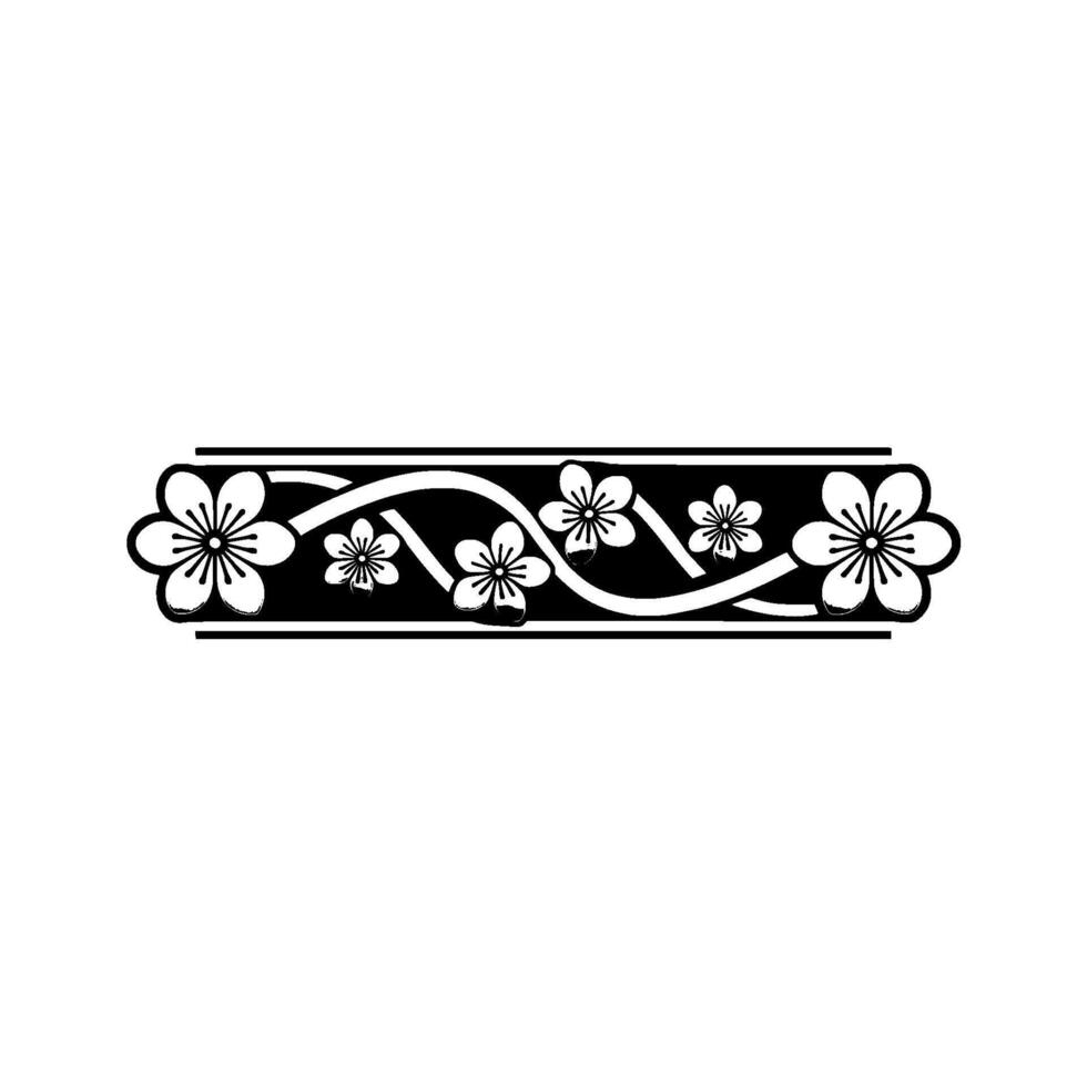 Elegant Floral Border in Black and Silver, Decorative Element vector