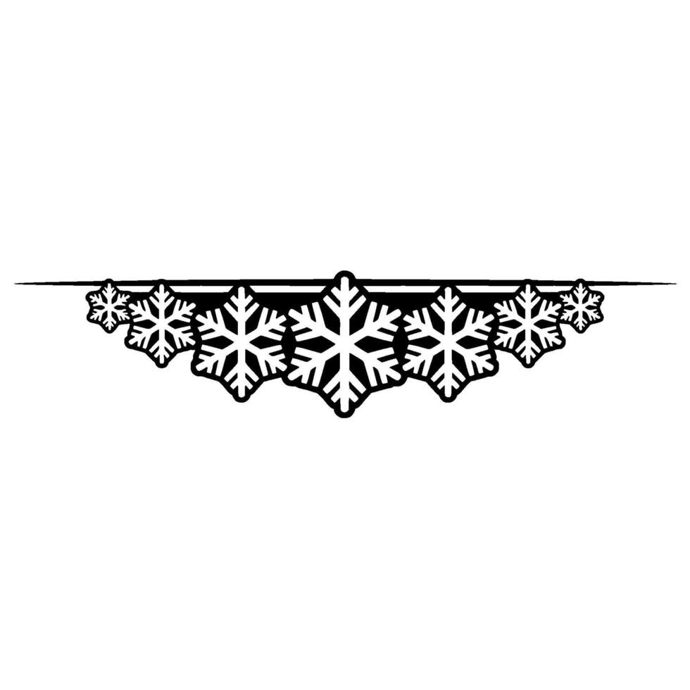 Winter Snowflake Border, Black and White, Minimalist Christmas vector