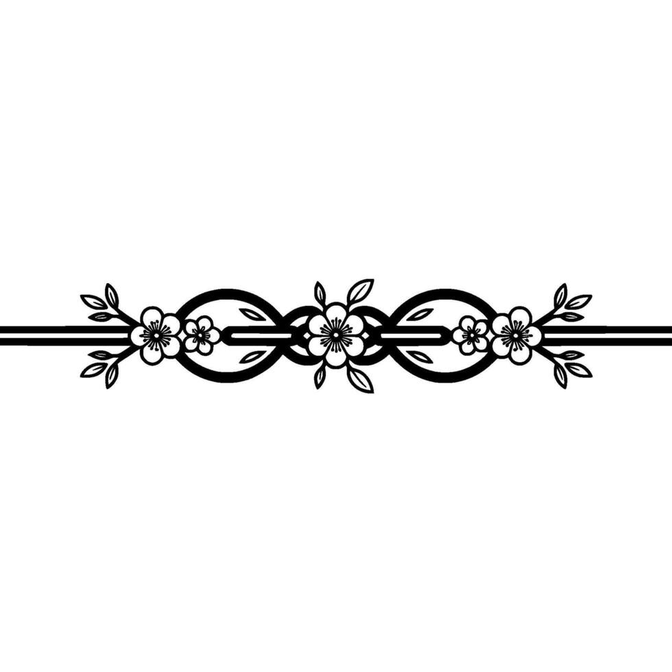 Minimalist Floral Border Black and White Blossom Element vector