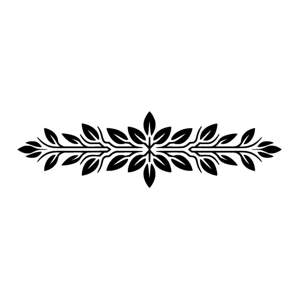 Elegant Black Leafy Border on White, Decorative Element vector