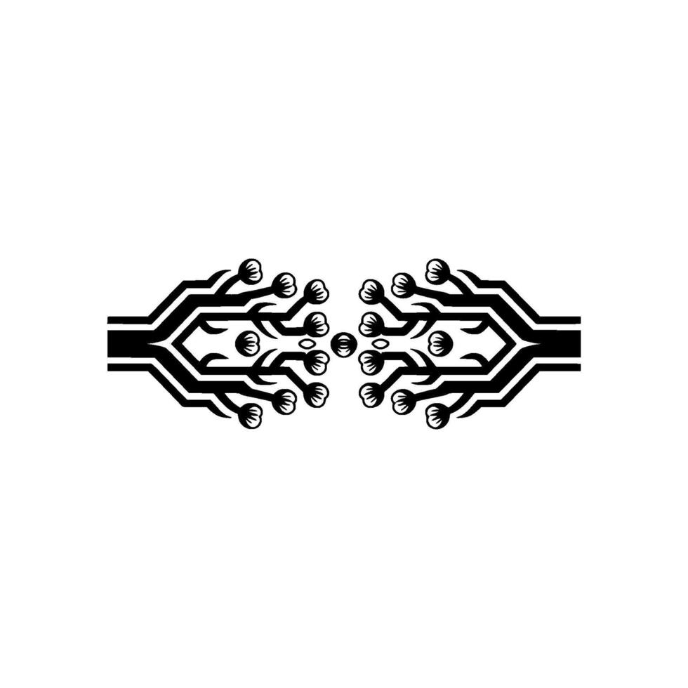 Circuit Board Flower Symbol in Minimalist Style vector