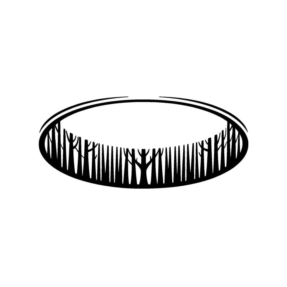 Forest in a Circle Minimalist Black and White vector