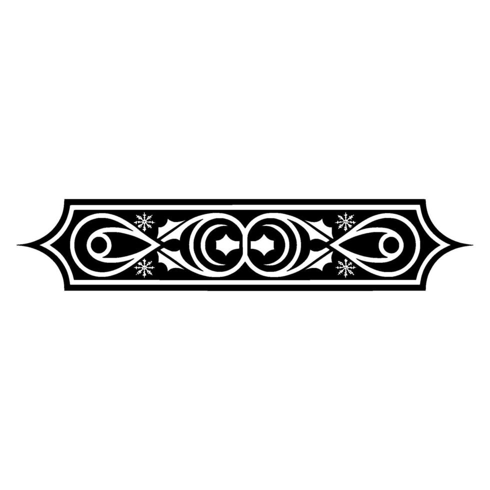Elegant Ornamental Winter Border , Black and Silver, Isolated vector