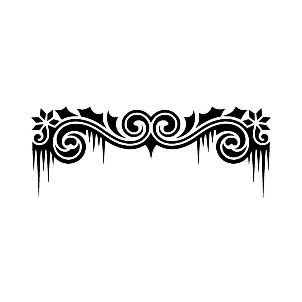 Winter Swirls Border - Black Ornament on White vector