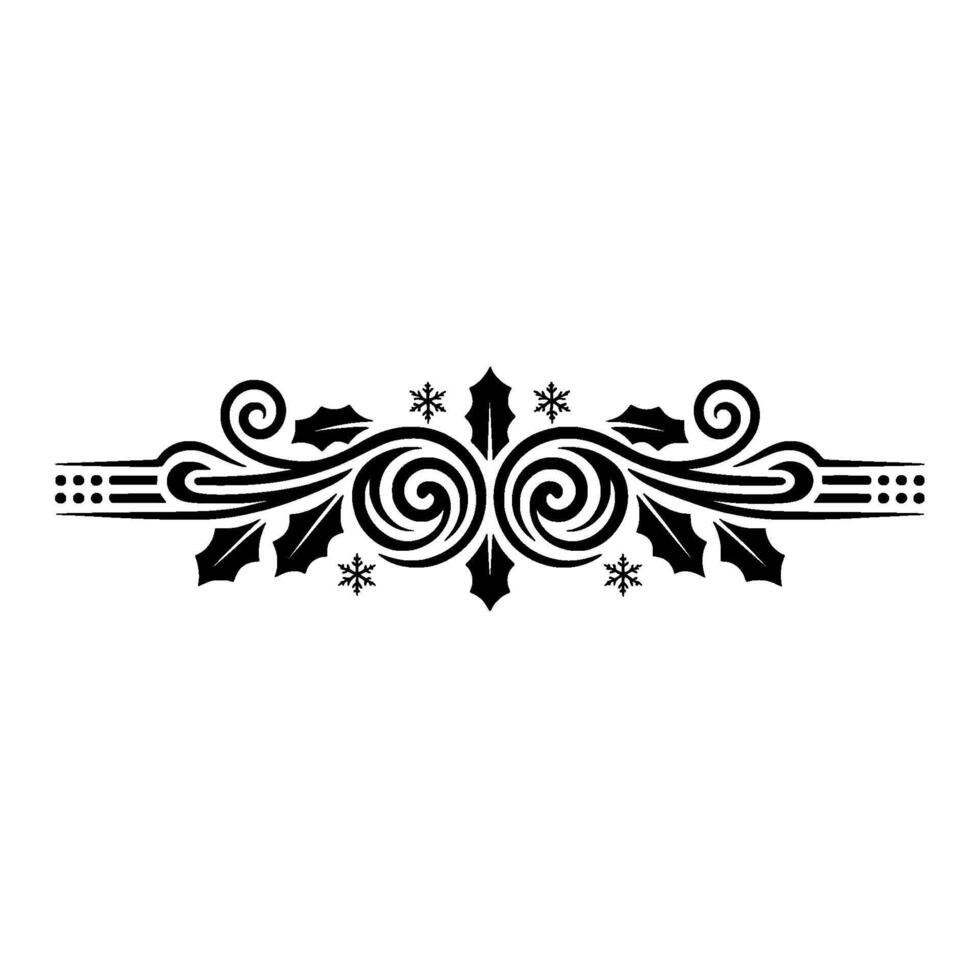 Elegant Christmas Border Black Ornament with Holly Snowflakes vector