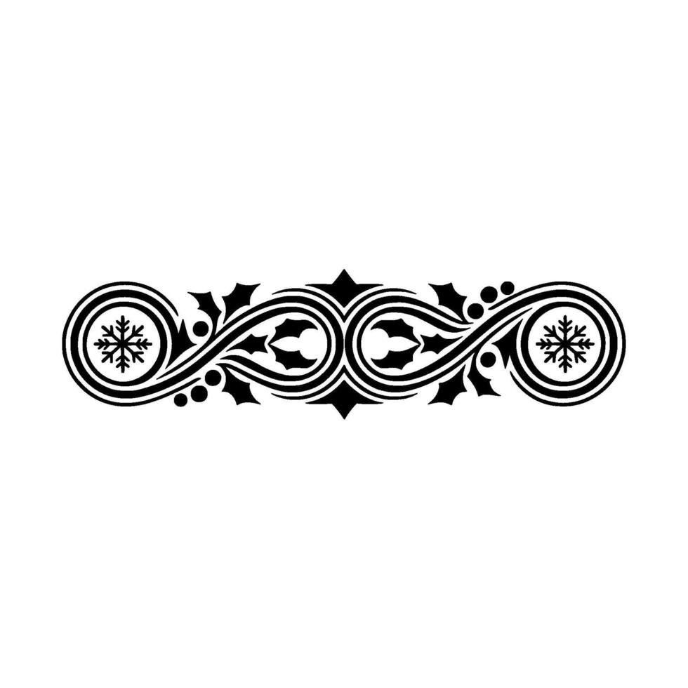 Black Winter Holiday Border Ornament - Snowflake, Holly, Elegant vector