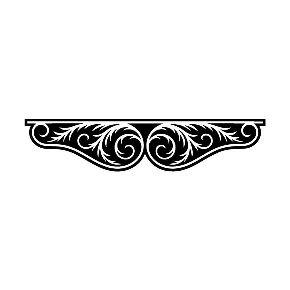 Elegant Black and White Scrollwork Ornament, Decorative Illustration vector
