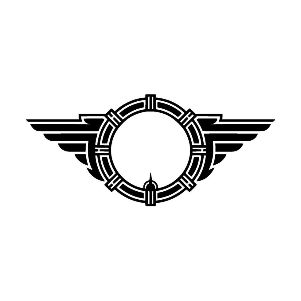 Art Deco Emblem Wings Geometric Circle vector