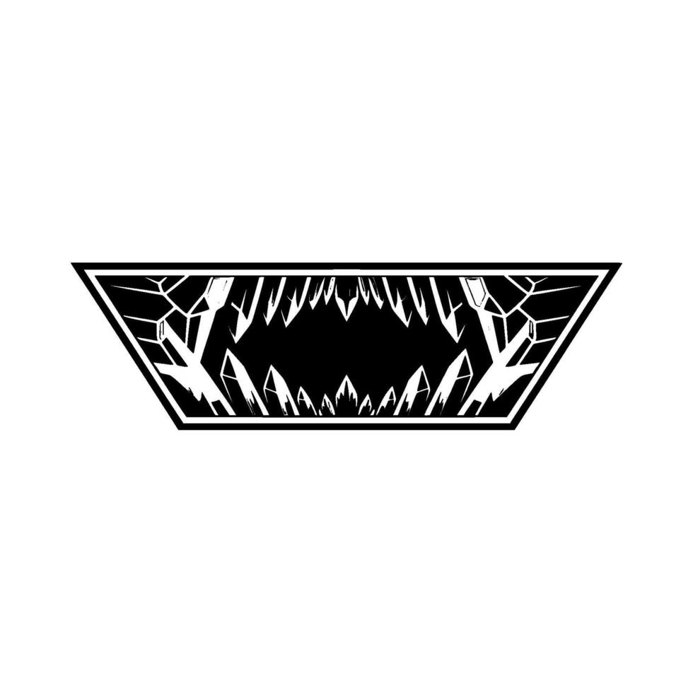 Abstract Geometric Beast Jaw in Black and White vector