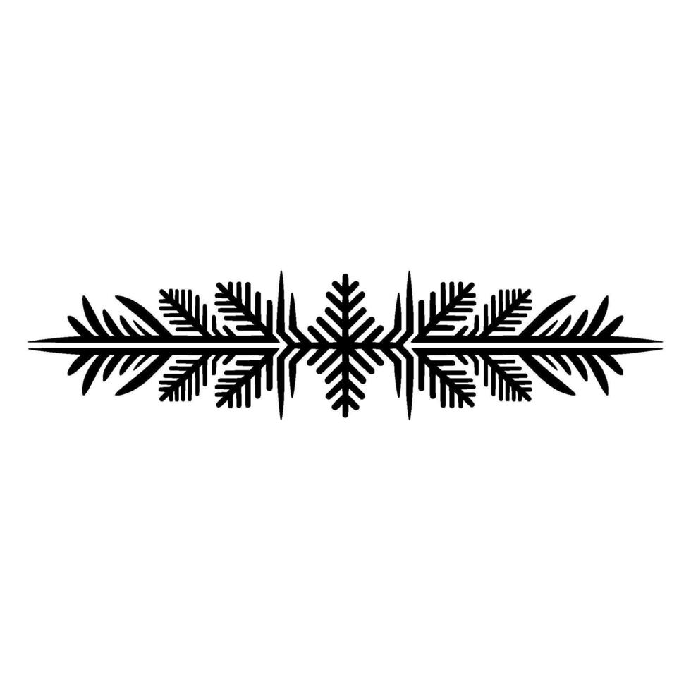 Minimalist Winter Snowflake, Pine Border vector