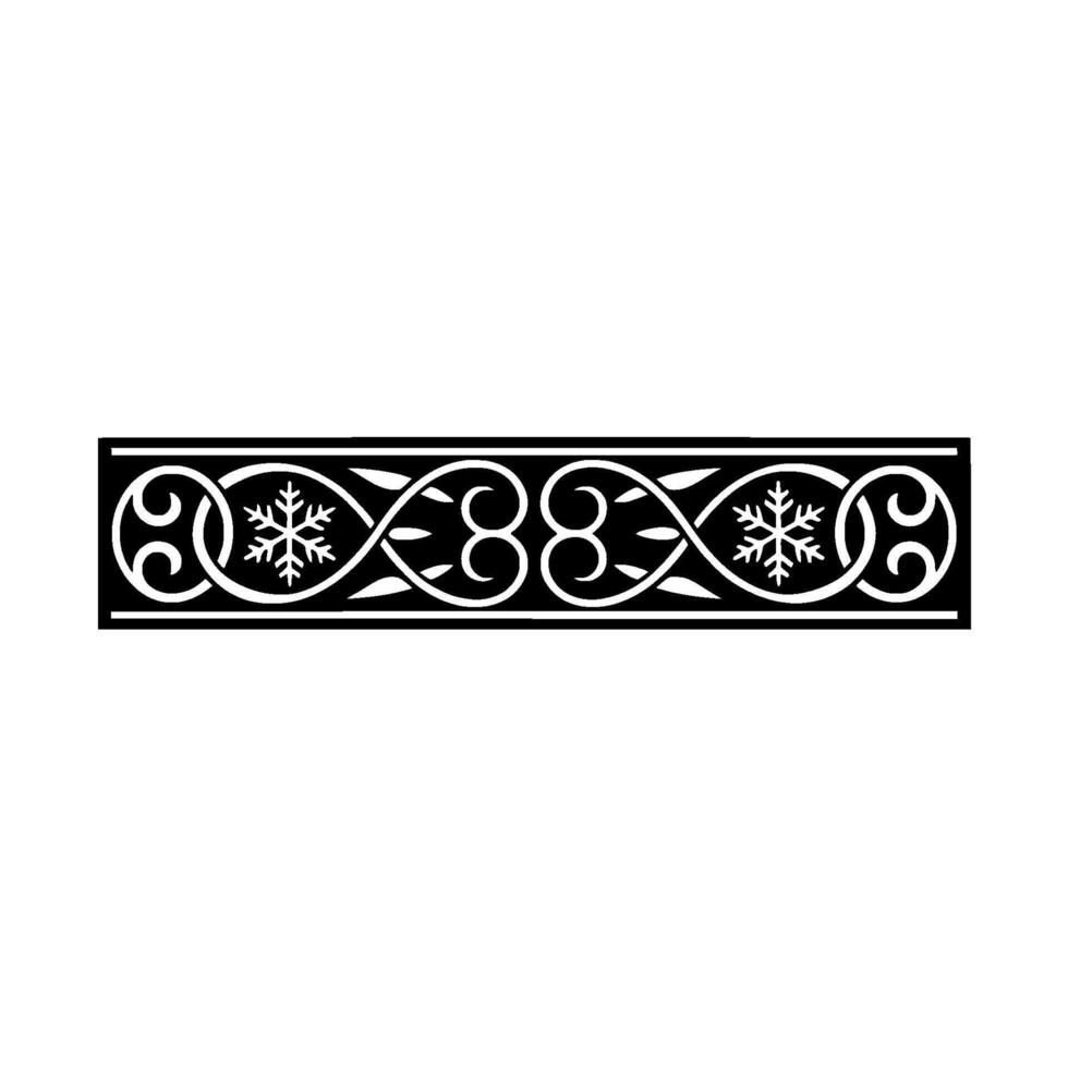 Decorative Winter Border with Snowflakes, Black and White vector