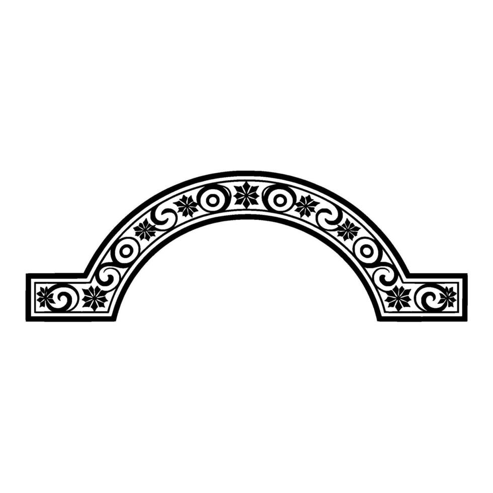 Ornate Arch Frame in Black and White, Decorative Element vector