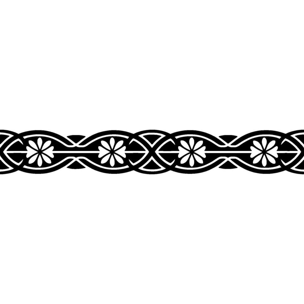 Ornate Black Floral Border on White, Background vector