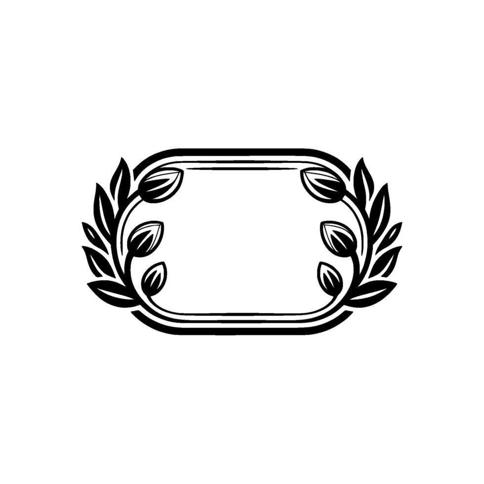 Black White Floral Frame , Minimalist Decorative vector