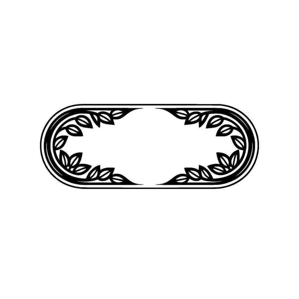 Elegant Foliage Frame, Minimalist Decorative Element, Black on White vector