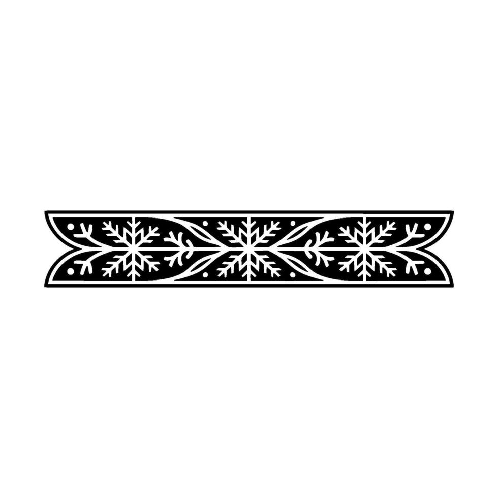 Black White Snowflake Border Element - Decorative Winter vector