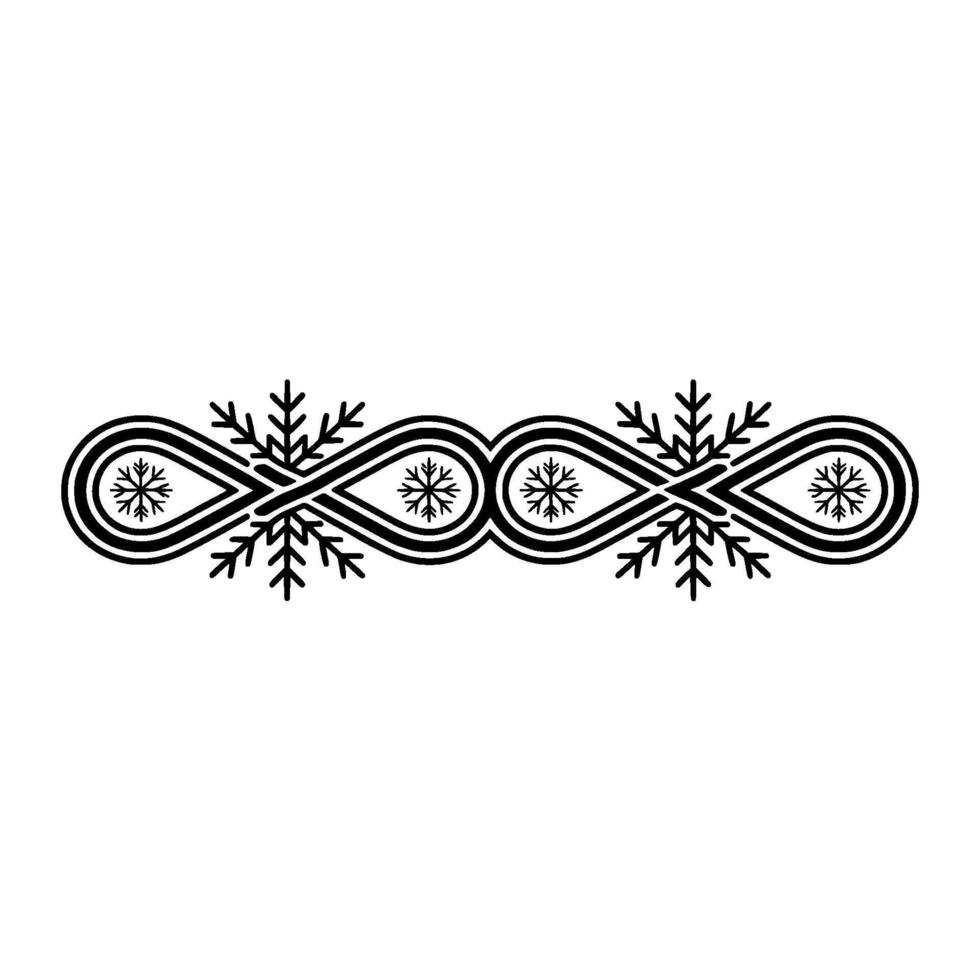 Black White Snowflake Infinity Pattern Border vector