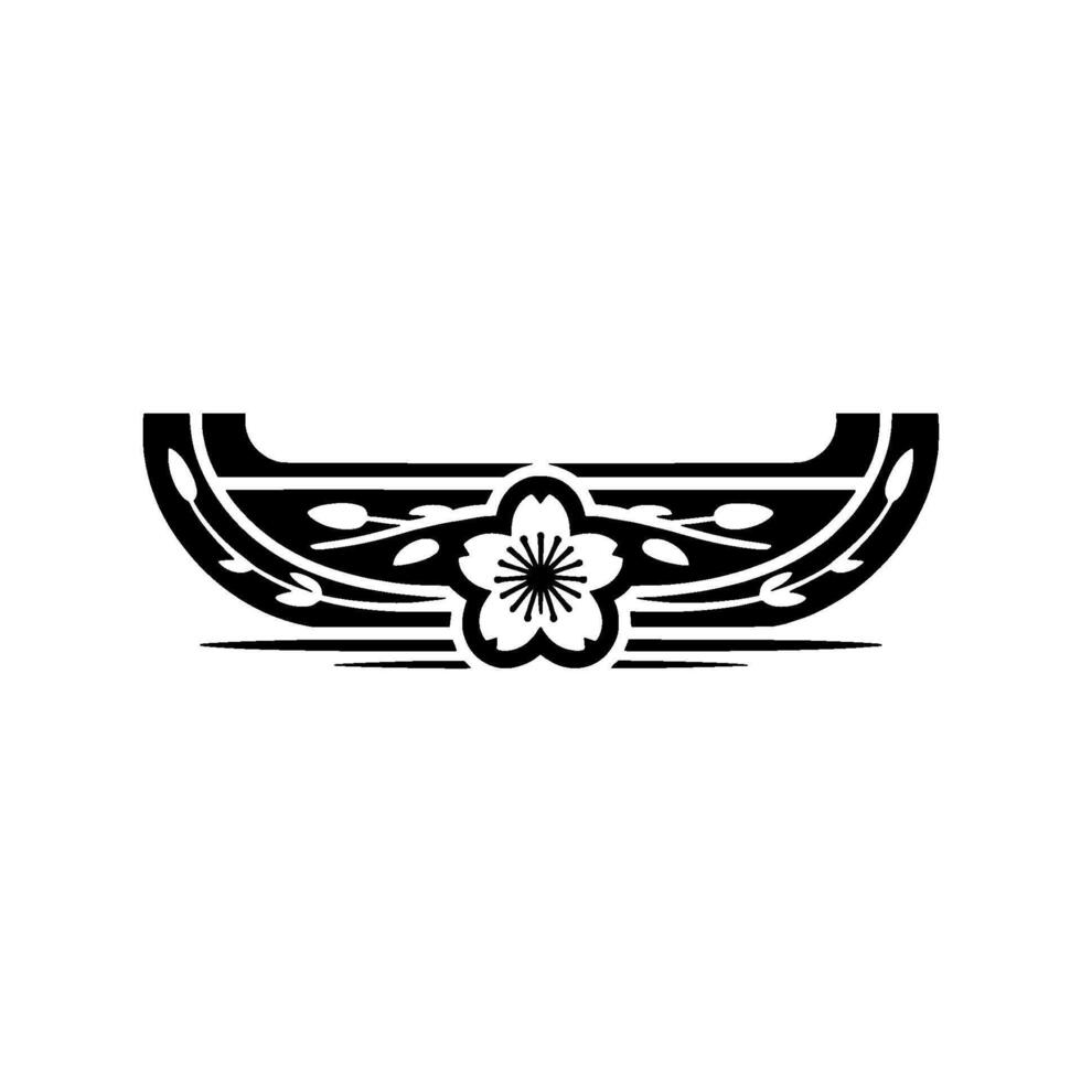 Black and White Floral Ornament Japanese Style vector