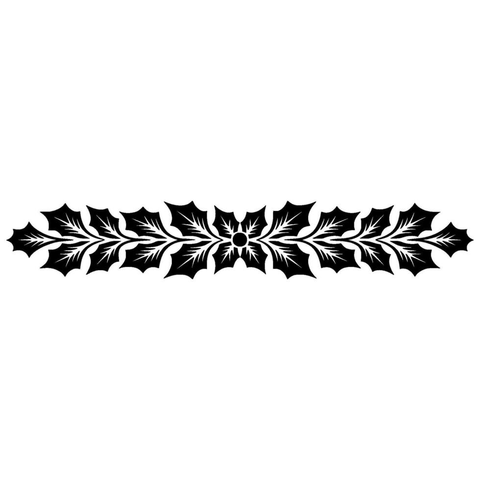 Elegant Black Holly Border, on White Background vector
