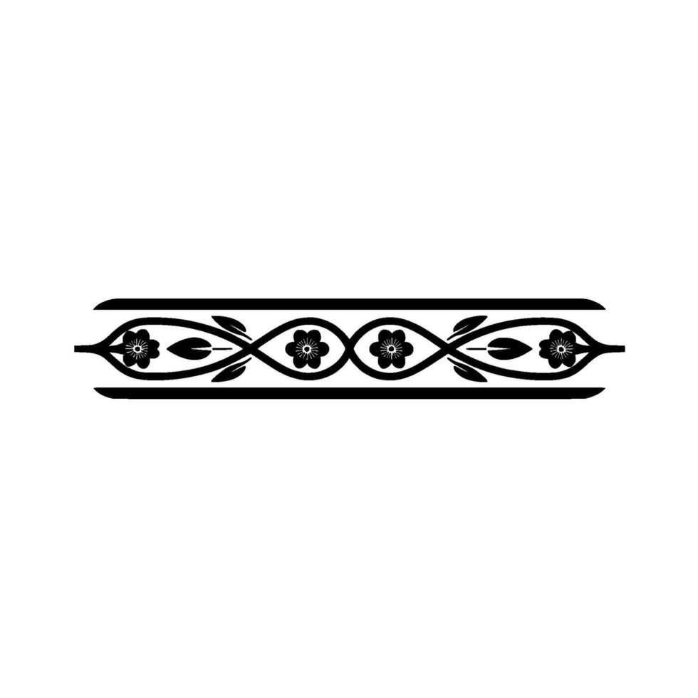Elegant Floral Border , Black and White Pattern, Decorative Element vector