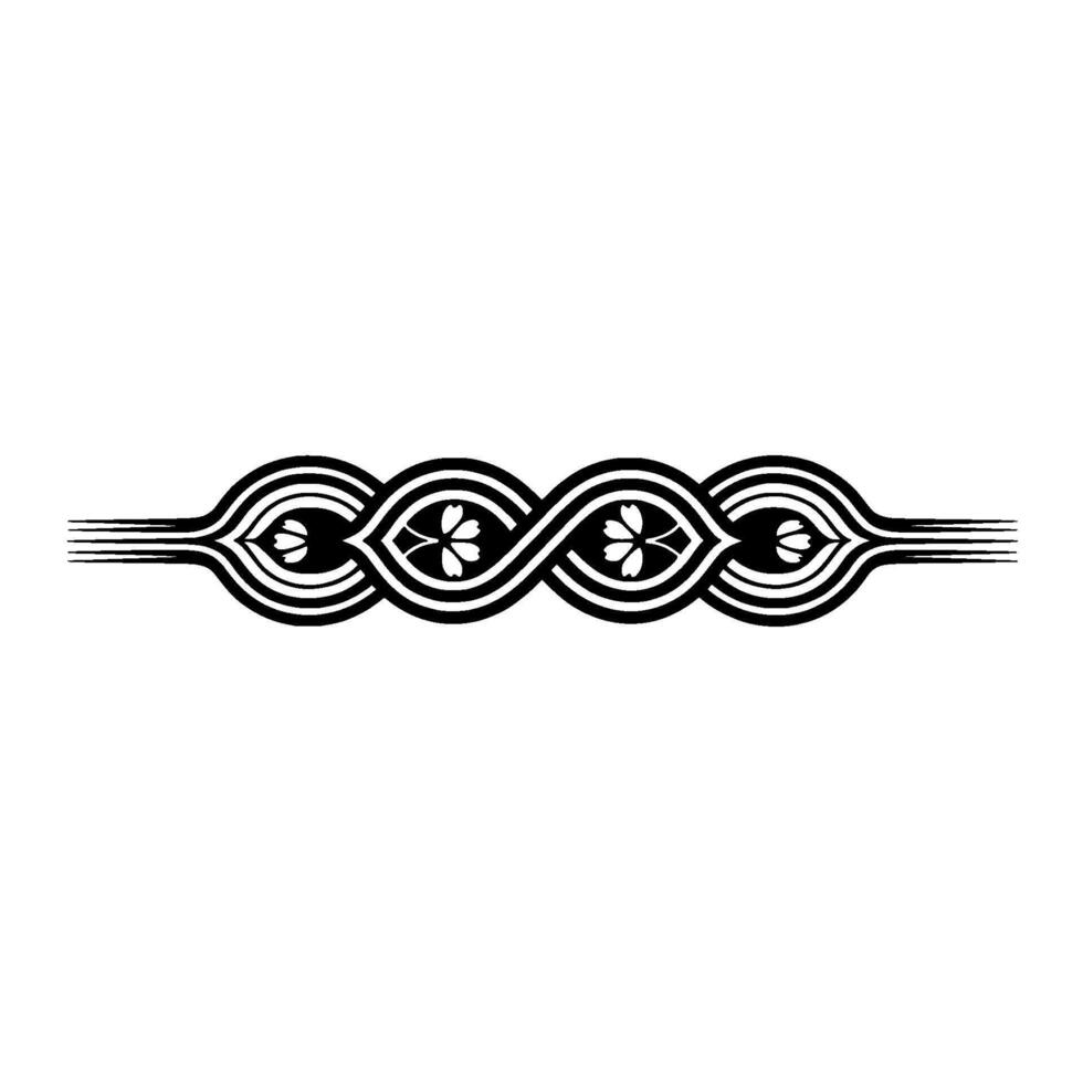 Elegant Black and White Floral Border, Geometric vector
