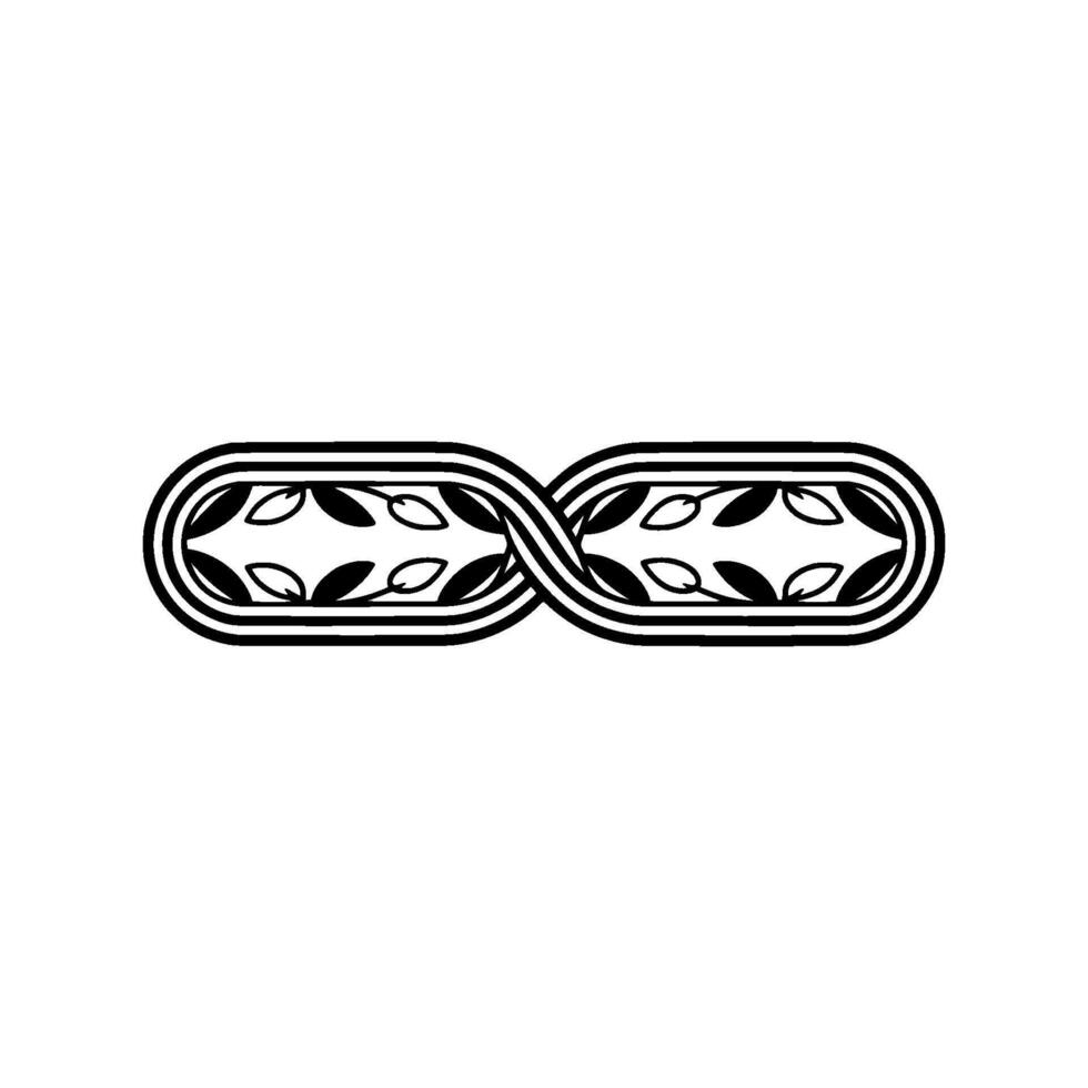 Minimalist Infinity Pattern with Leaves Black White vector