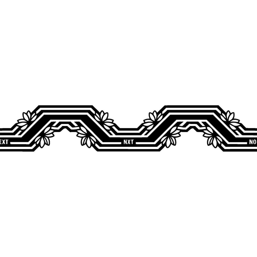 Minimalist Floral Line Border in Black Peach for Elements vector