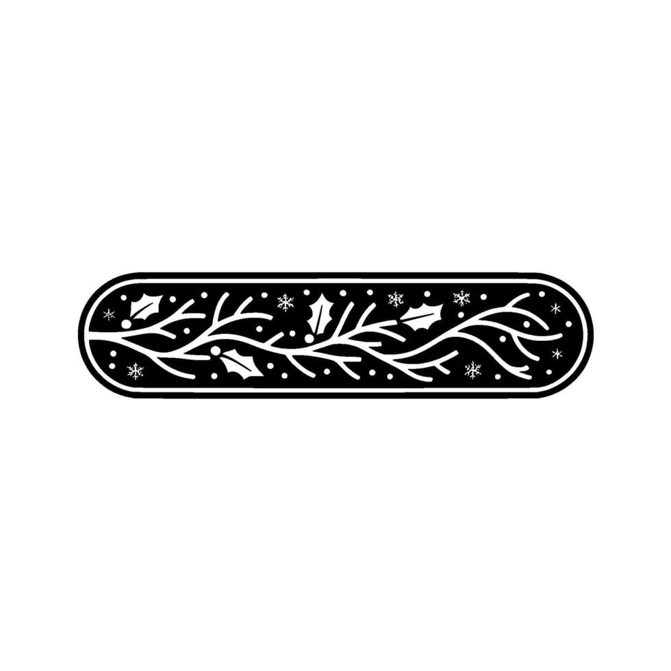 Minimalist Christmas Border Holly, Snowflakes, Twigs vector